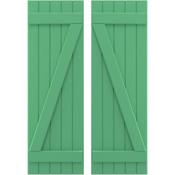 Ekena Millwork Americraft 5-Board (2 Batten) Wood Joined Board-n-Batten Shutters w/ Z-Bar, ARW102BB518X77LPH, PR ARW102BB518X77LPH - main